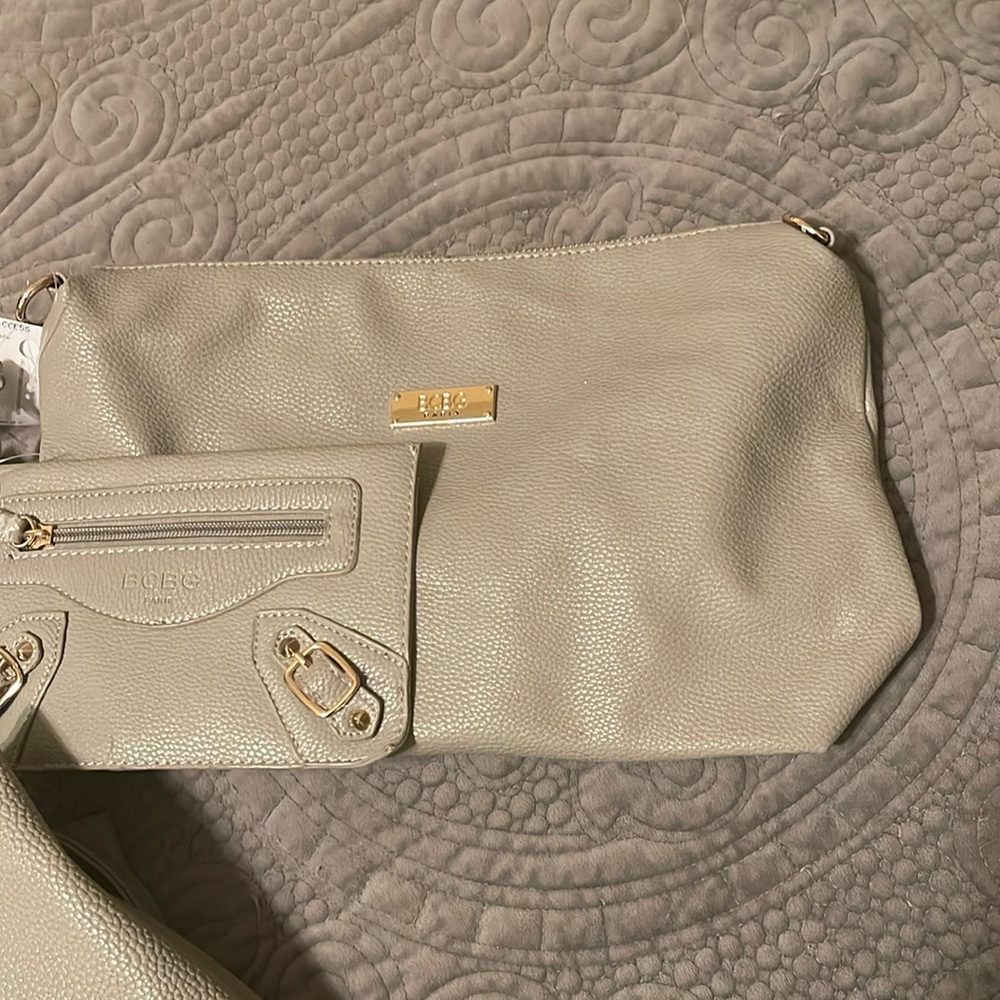 BCBG Beige Vegan Leather Tote Bag - Picture 14 of 15